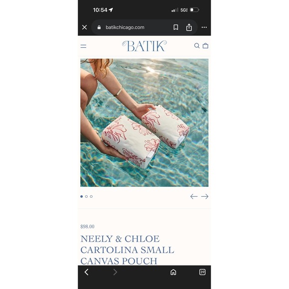 NWT Neely & Chloe Cartolina Small Canvas Pouch Madeira Print White Floral - Picture 10 of 10